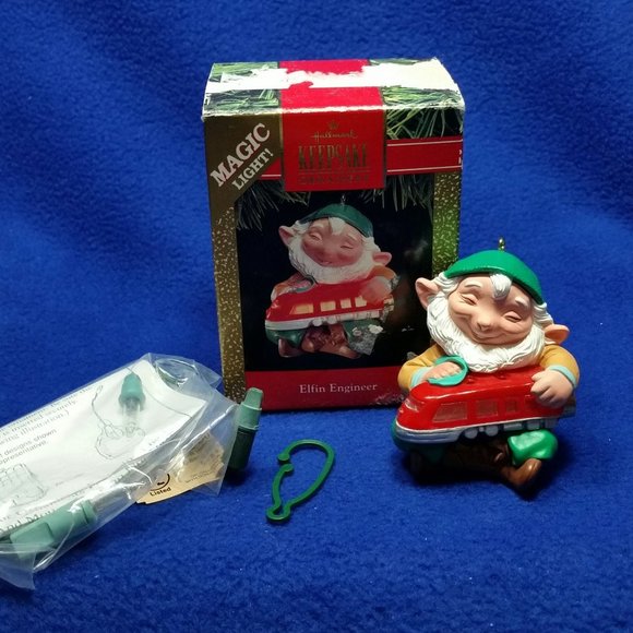 Hallmark Keepsake 1991 Elfin Engineer Magic Light Ornament Pre-Owned In Box - Picture 1 of 10